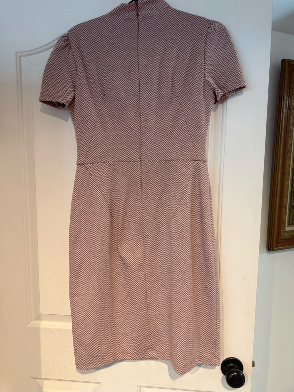 Maggy London Dusty Pink Chevron Tie-Neck Midi Dress - Picture 5 of 7